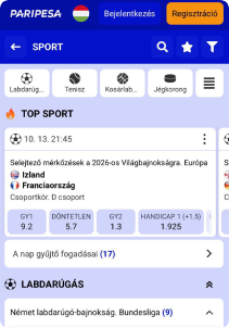 Paripesa Casino mobile screen sports