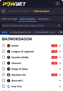 PowBet Casino mobile screen sports