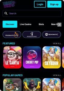 TurboWin Casino mobile screen slots games