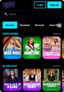 TurboWin Casino mobile screen live games
