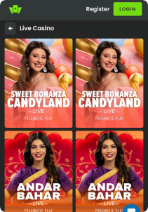 WilderBet Casino mobile screen live games
