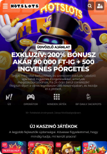 HotSlots Casino mobile screen mane page