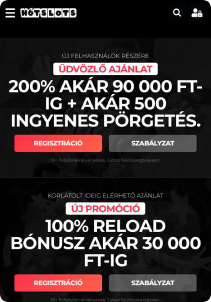 HotSlots Casino mobile screen promotions