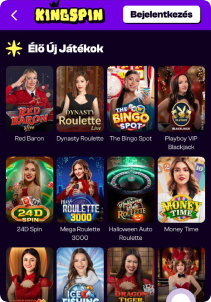 KingSpin Casino mobile screen live games