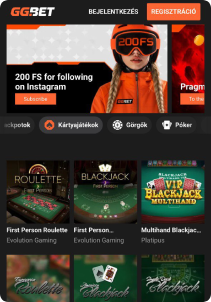 GGBet Casino mobile screen live games
