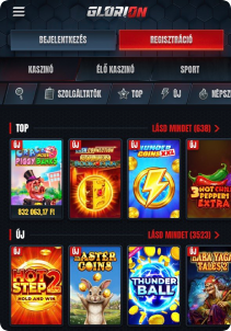 Glorion Casino mobile screen slots games
