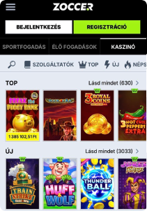 Zoccer Casino mobile screen slots games