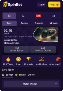 SpinBet casino mob screen sports