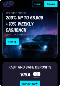 TurboWin casino mob screen main page