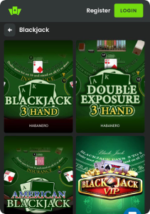 WilderBet casino mob screen table games