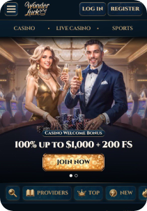 Wonderluck casino mob screen main page