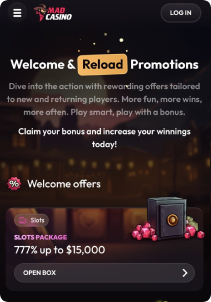 Madcasino casino mob screen promotions