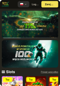 RxCasino casino mobile screen main page