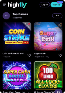HighFly casino mobile screen slots games