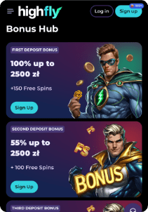HighFly casino mobile screen promotions