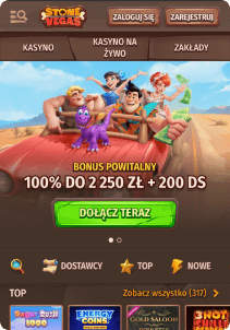 StoneVegas casino mobile screen bonus