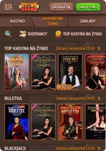 StoneVegas casino mobile screen live casino