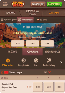 StoneVegas casino mobile screen sports