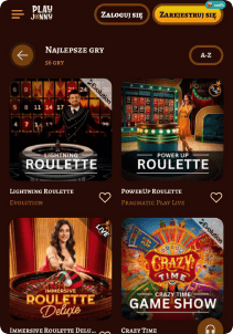 PlayJonny Casino mobile screen live games