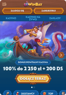 WinBay Casino mobile screen maine page