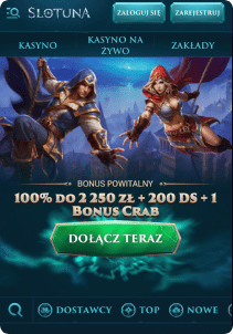 Slotuna Casino mobile screen maine page