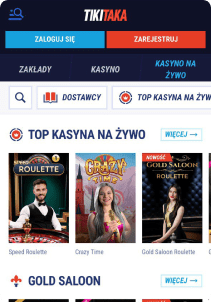 TikiiTaka Casino mobile screen live games