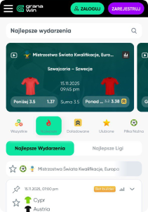 Granawin Casino mobile screen sports