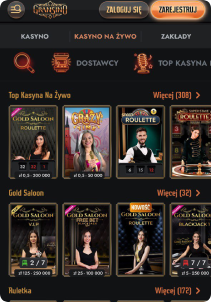 Gransino Casino mobile screen live games