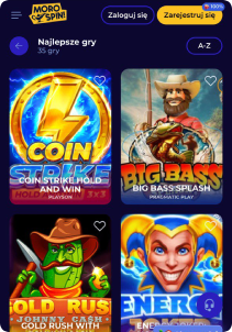 MoroSpin Casino mobile screen slots games