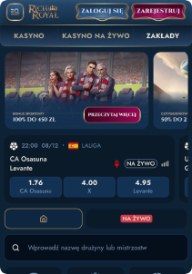 RichRoyal Casino mobile screen sports