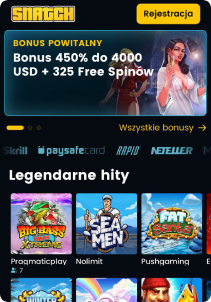 Snatch Casino mobile screen main page