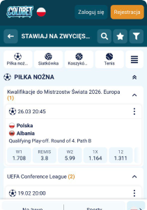 ColdBet Casino mobile screen sports