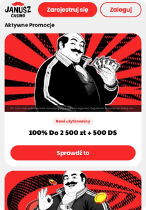 Janusz Casino mobile screen promotions