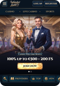 Wonderluck Casino mobile screen main page
