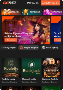 GGBet Casino mobile screen live games