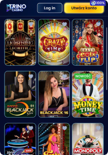 Trino Casino mobile screen live games