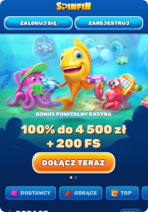 Spinfin Casino mobile screen mane page
