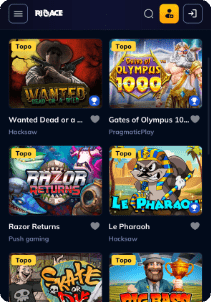 Rioace Casino mobile screen slots games