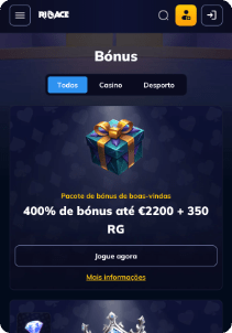 Rioace Casino mobile screen bonus
