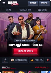 Mafia Casino mobile screen main page