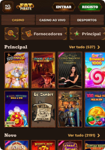 FatPirate Casino mobile screen slots games