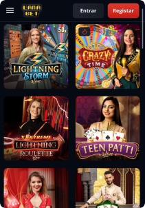 Lamabet Casino mobile screen live games
