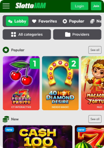 SlottoJam Casino mobile screen slots games