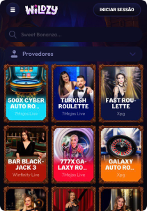 WiWildzy Casino mobile screen live games