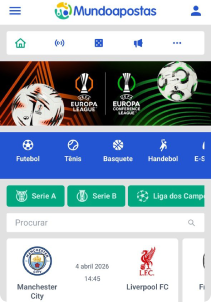 Mundoapostas Casino mobile screen main page