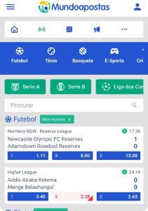 Mundoapostas Casino mobile screen sports