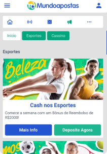 Mundoapostas Casino mobile screen promotions