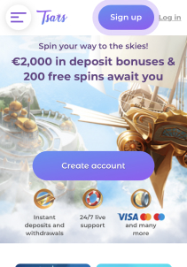 Tsars casino mobile screen promotion