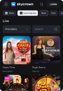 Skycrown casino mobile screen live games