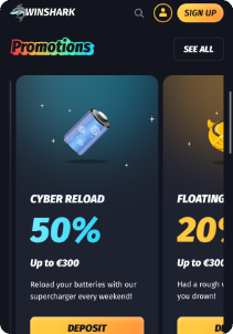 Winshark casino mobile screen bonus promotions